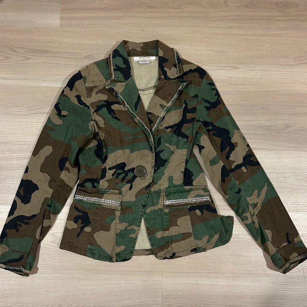 Y2K Ritz Rag Camo Blazer Jacket Size S Size S